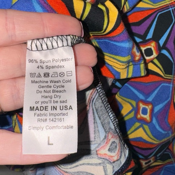 Lularoe Large Madison Pleated Pockets Geometric Pattern Blue Multi Color Skirt - Picture 7 of 7